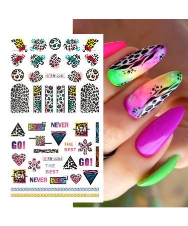 Brown Leopard Print Nail Stickers - Water Transfer Decals for Cute Nail Design - Autumn/Winter Manicure - Women/Girls Nail Decoration - Buy Online on GoSupps.com