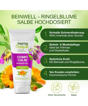 Natural Comfrey & Calendula Massage Gel - Quick Joint Pain Relief Bone & Skin Repair Vegan Eco-Friendly One Sold One Tree Planted - Buy Online on GoSupps.com