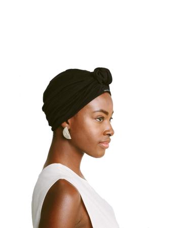 Grace Eleyae GE Women's Adjustable Satin-Lined Hair Care Knot Turban  Black