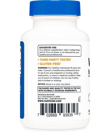 Nutricost Vitamin D3 5000 IU 240 Softgels - Non-GMO & Gluten Free - 240 Count Pack - Buy Online on GoSupps.com