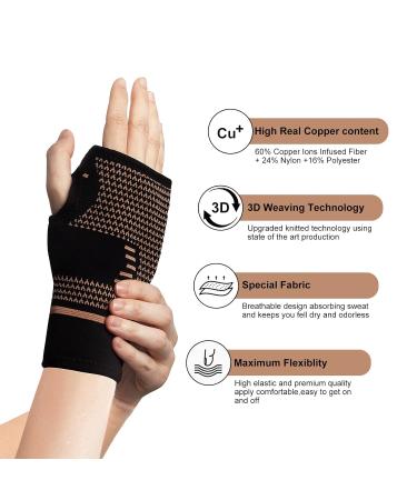 Fhmidic Copper Wrist Compression Sleeve - Improve Circulation & Relieve Discomfort | Ideal for Tendonitis Sprains & Sports - Small Size - Buy Online on GoSupps.com