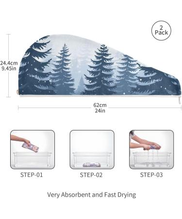 Super Absorbent Trees Forest Hair Towel 2 Pack | Quick Dry Hair Turbans for Women & Girls - Ideal for Fast Drying - Buy Online on GoSupps.com
