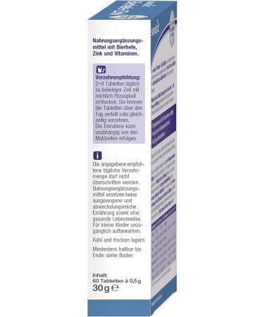 Buy Sanotact Beer Yeast + Zinc for Skin Hair and Nails - Vegan Hair Vitamins with Biotin B12 & B6 - 60 Tablets (5 Pack) - Intensive Beauty Formula - Buy Online on GoSupps.com