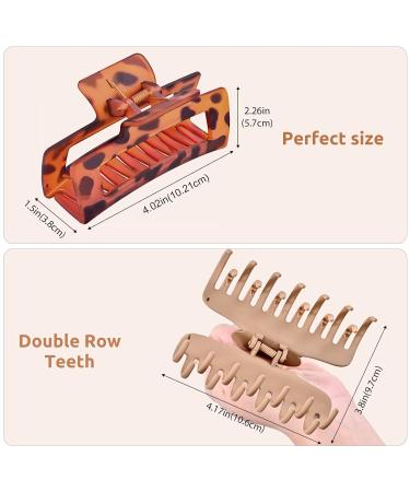 4.1 Inch Upgraded Large Claw Clips for Women Thick Hair - 8 Pack Strong Hold Hair Clips for Girls - Black Leopard Design - Buy Online on GoSupps.com