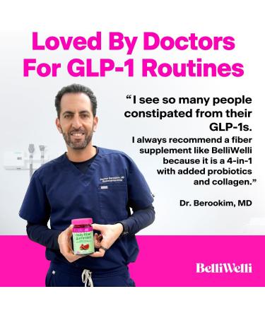 Belli Welli Fiber Gummies Supplement with Added Probiotics Collagen and Electrolytes for Regularity and Bloat Relief Watermelon 120 Count - Buy Online on GoSupps.com
