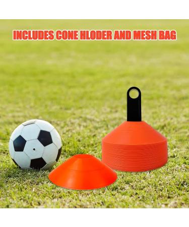 Wensdr Set of 50 Soccer Agility Training Cones with Carry Bag - Orange | Ideal for Football, Running, Basketball - Includes Holder for Easy Storage - Buy Online on GoSupps.com
