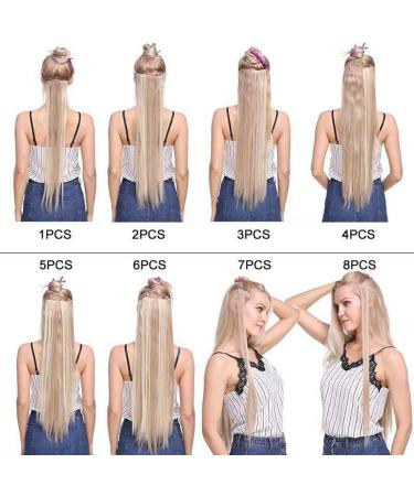 Clip-in Hair Extensions - 60cm Wavy Dark Brown & Ash Blonde | Synthetic Hair 8 Tressen 18 Clips for Full Head Coverage - Buy Online on GoSupps.com