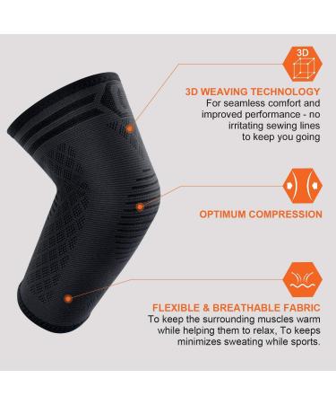 CAMBIVO Elbow Brace 2 Pack - Tennis & Golfers Elbow Compression Support Sleeve for Pain Relief - Arthritis, Bursitis, Workout - Medium Black - Buy Online on GoSupps.com