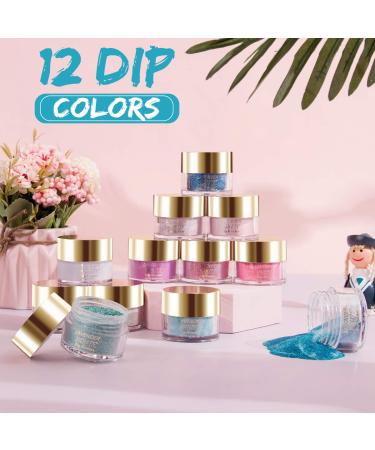 Lavender Violets Fast Drying Dip Powder Nail Kit - 12 Glitter Colors - 0.5 oz/bot - Acrylic Starter Set - Buy Online on GoSupps.com