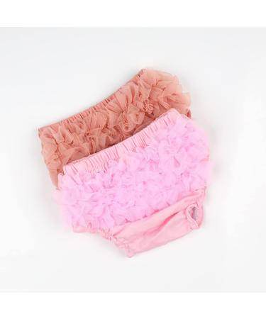 HOOLCHEAN Baby Infant Girls 2PCS Set Tulle Ruffle Bloomer 6-12 Months in Pink & Dusty Pink - Buy Online on GoSupps.com