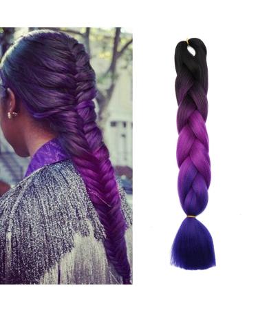 SEGO hair extension crochet braids extensions braid hair braiding hair synthetic 1pcs 24 "(60 cm) black & dark pink & dark blue