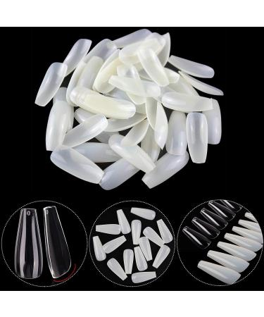 Noverlife 1200PCS Long Coffin False Nails Tips - Full Cover Ballerina Fakes Nails for DIY Nail Art - Clear & Natural - Nail Salon Quality - Buy Online on GoSupps.com