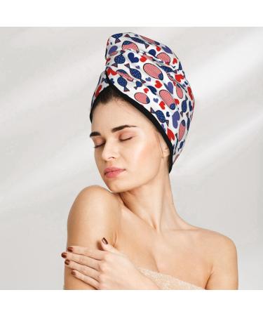 American Independence Day Microfiber Hair Towel Wrap - Soft Super Absorbent Coral Velvet Quick Dry Hair Cap for Long Curly & Thick Hair - Buy Online on GoSupps.com