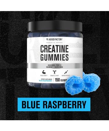 Jacked Factory Creatine Monohydrate Gummies (3g) - Creatine for Muscle Growth Strength Enhanced Energy and Improved Athletic Performance - 150 Gummies Blue Raspberry - Buy Online on GoSupps.com