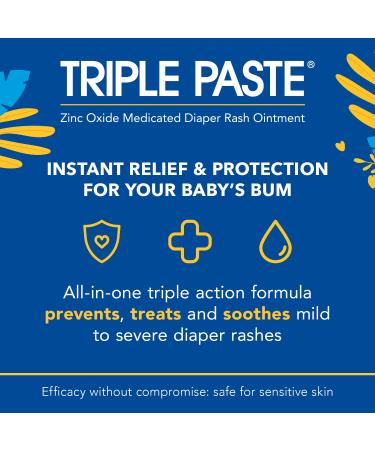 Triple Paste Diaper Rash Cream - 2 oz Tube - Zinc Oxide Ointment for Baby | Treats, Soothes, & Prevents Rash | Pediatrician-Recommended Hypoallergenic Formula - Buy Online on GoSupps.com
