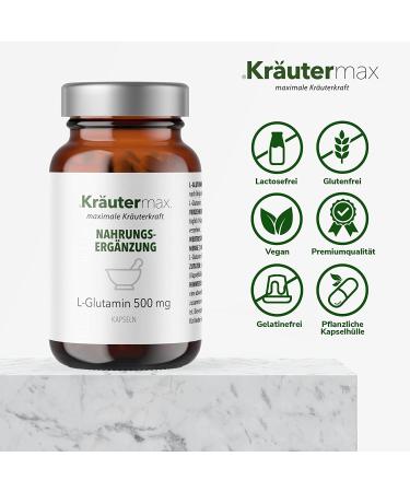 Buy Herbal Max L-Glutamine Capsules - High Dose Amino Acid Powder Vegan 90 Pieces - Buy Online on GoSupps.com