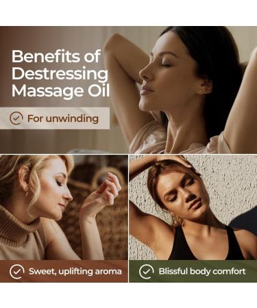 Gya Labs Destressing Massage Oil - Oils for Massage & Skin - Crafted with Lavender Rose Otto Rosewood Myrrh Jojoba & Argan Oils (200 ml) - Buy Online on GoSupps.com