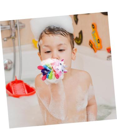 GLEAVI Bath Sponge Set 2pcs Loofah Scrubber & Soft Shower Pouf in Pink | Eco-Friendly Bath Flower Ball with Paper Straws Perfect for Body Scrubbing & Toddler Bath Time - Buy Online on GoSupps.com