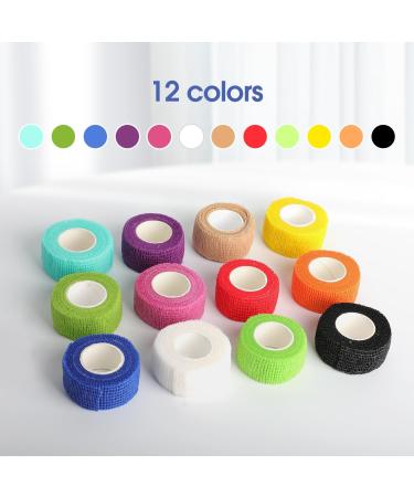 Self Adhesive Bandage Wrap - 12 Rolls Vet Tape Athletic Non-Woven Bandages for Thumb Wrist Ankle & Finger - 12 Colors - Buy Online on GoSupps.com