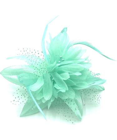 Feather Comb Fascinator for Women Wedding Ascot Races Christening Hair Piece (Mint Green) - Buy Online on GoSupps.com