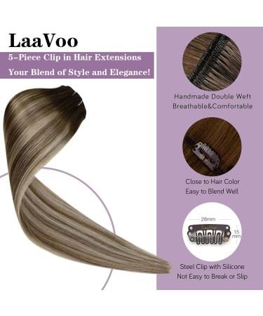 Buy Laavoo Real Hair Clip-In Balayage Extensions | Dark Brown & Blonde 70g 35cm - 5 Pieces - Buy Online on GoSupps.com