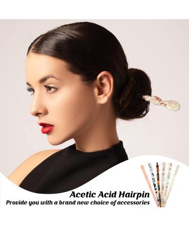 12 Pcs Acetate Hair Sticks Chinese Hair Pins Chopsticks Vintage Leopard Print Tortoise Shell Hairpins with Storage Bag - Buy Online on GoSupps.com