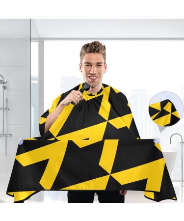Waterproof Barber Cape - Yellow Geometric Grid Pattern | Unisex Cheetah Haircut Bib for Men & Women - Buy Online on GoSupps.com