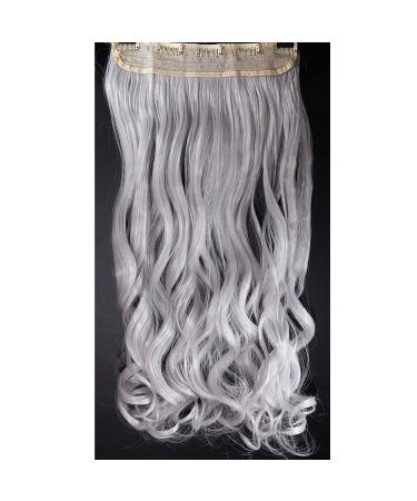 61cm Silver-Gray Clip-In Hair Extensions | Human Hair Wavy Weft with 5 Clips - 120g - Buy Online on GoSupps.com