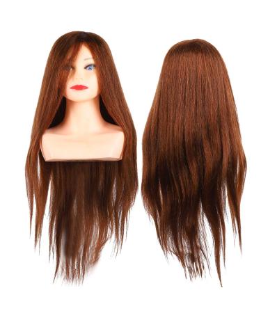 Frisierkopf hairdresser training head Training heads natural hair shop window doll head hairdresser hair styling lichen training head for professional use (dark brown)