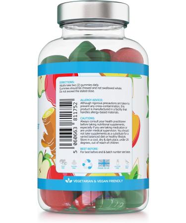 Apple Cider Vinegar Gummies with Ginger - 120 Natural Apple Flavoured - High Strength 500mg - 2 Month Supply - UK Made - Buy Online on GoSupps.com