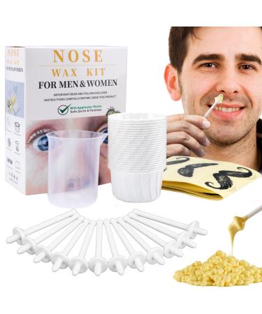 CoFashion 120g Nose Hair Remover for Men, Nose Hair Remover Wax Kit Nose Wax Kit with 120g Wax Beads 48 Applicators 24 Paper Cups 24 Moustache Protectors &1 Measuring Cup Nose Hair Waxing Kit for Men A-120g-White