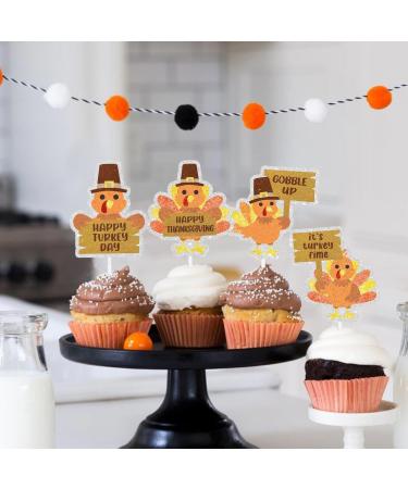 Thanksgiving Turkey Themed Cupcake Toppers 18-PC Set - This is the perfect Thanksgiving turkey party decoration. Gobble up the turkey! - SugarGera 03 - Buy Online on GoSupps.com