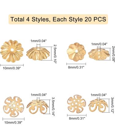 UNICRAFTALE 80pcs Golden Flower Bead Caps & Spacers Set - Stainless Steel End Caps for Jewelry Making - 4 Styles, 4 Sizes - Buy Online on GoSupps.com
