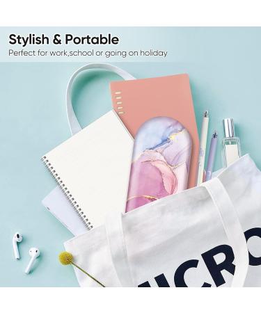 Fintie Double-Sided Glasses Case & Contact Lens Container | Hardcase with Mirror | Travel Set - Glittering Marble Design - Buy Online on GoSupps.com