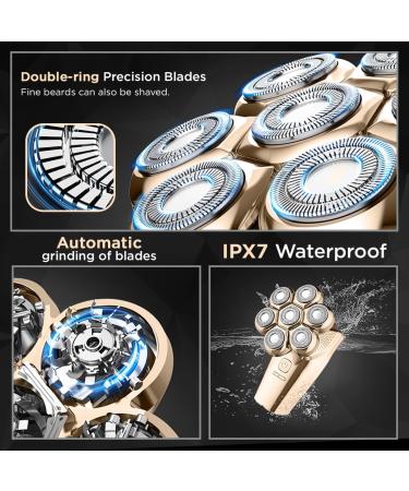 Buy 7D Electric Head Shaver for Bald Men - Waterproof Rechargeable Rotary Razor with LED Display | 5-in-1 Quality Shaving Solution - Buy Online on GoSupps.com