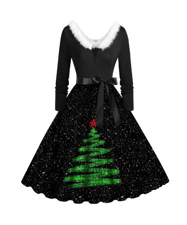 Hanxiulin christmas sweater dress hoodie christmas clothes long arm elegant Christmas sweater evening dress Christmas sweater Christmas sweater dress Christmas costume women hoodie green xxl