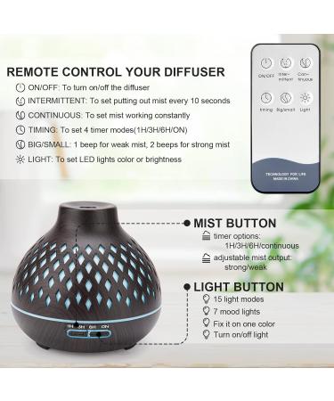 SPLITSKY 400ML Oil Diffuser with Remote Control - Aroma & Essential Oil Nebulizer for Home | 7 LED Light Colors | Air Scent Humidifier - Buy Online on GoSupps.com