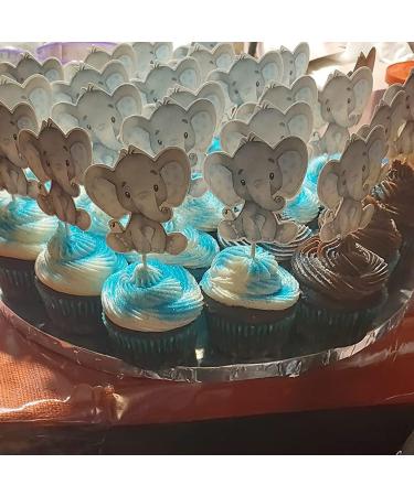 Finduat 25 Pieces Blue Elephant Cupcake Toppers for It is A Boy Baby Shower Decorations Supplies Baby Boy Birthday Party Supplies - Buy Online on GoSupps.com