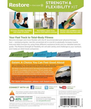 Gaiam Restore Resistance Band Kit - 3 Levels for Strength & Flexibility | Versatile Workout Bands for Stretching & Strength Training - Buy Online on GoSupps.com