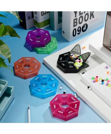 Patelai 6-Piece 7-Sided Pill Organizer - Portable Weekly Vitamin Planner & Daily Medicine Box - Travel-Friendly Storage with Vivid Colors - Buy Online on GoSupps.com
