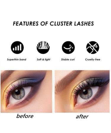 Lash Extension Kit - 120 Lash Clusters Bond & Seal Tweezers | C D Curl Soft Fluffy Reusable False Eyelashes 10-16mm | Premium Eyelash Extensions - Buy Online on GoSupps.com