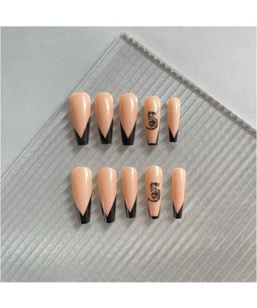 Black Snake Glossy Acrylic False Nails 24PCS Medium Press On Nails | Long Fake Nails with Glue Stickers | Stylish Black Dragon Design | Full Cover Stick On Nails for Women and Girls - Buy Online on GoSupps.com