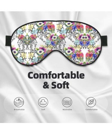 Shop Wildflower & Leaf Print Eye Mask | Soft Comfortable Light-Blocking Unisex Sleep Mask - International Shipping - Buy Online on GoSupps.com