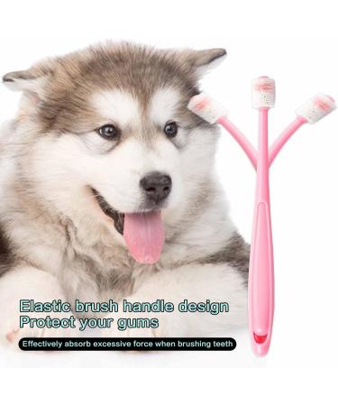 2-Piece Dog & Cat Toothbrush Set | 360 Soft Silicone Pet Dental Care for Deep Cleaning - Pink/Green - Buy Online on GoSupps.com