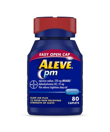 Aleve Pain Relief and Nighttime Sleep Aid Naproxen Sodium Caplets  80 Count