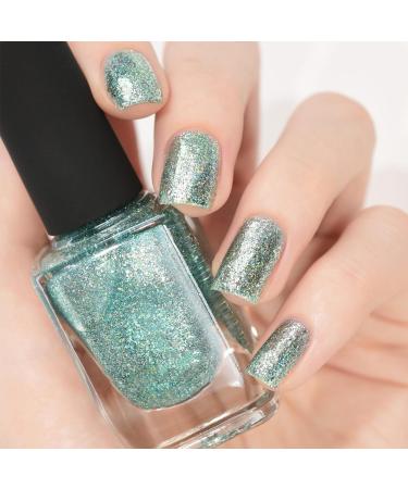 Glitter Nail Polish - Green Nail Varnish - Quick Dry Vegan Long Lasting Nail Polish - Water Based Formula & No Need Baking Nail Art - Buy Online on GoSupps.com