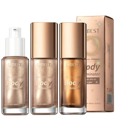 2 pcs Body Shimmer Oil  Waterproof Smooth Shimmer Face Body Glow Illuminator  Summer Beach Body Highlight Illuminator 80ml/2.7fl.oz(Rose Gold & Glistening Bronze)