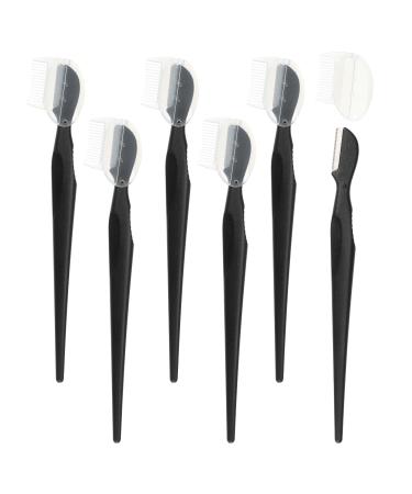 VOCOSTE 6 Pack Eyebrow Razors for Women with Small Eyebrow Comb Black