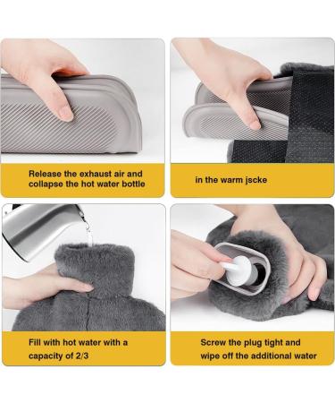 2-in-1 Electric-Free Foot Warmer Hot Water Bottle - Soft & Cozy Gray for Bedroom Living Room Office - Buy Online on GoSupps.com