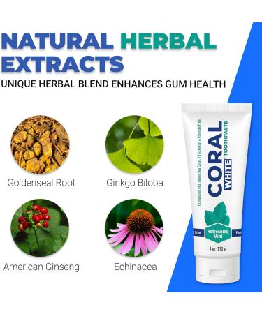 Coral White - Coral White Mint Toothpaste Natural Fluoride SLS Free Coral Calcium Remineralizing Toothpaste 4 Ounce (2 Pack) Mint 4 Ounce (Pack of 2) - Buy Online on GoSupps.com